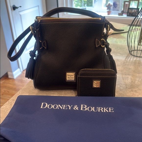Dooney & Bourke Handbags - Dooney and Bourke Teagan hobo pebble grain, tassel, shoulder bag, and wallet set